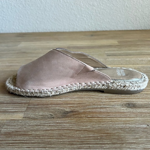 Eileen Fisher Milly Espadrille Slide Sandals 7 Beige Tan Nubuck Leather Beach - Picture 6 of 11